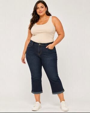 NWT Genius Fit Dark indigo Crop Jeans Size 24 Lane Bryant Curvy fit Plus Size